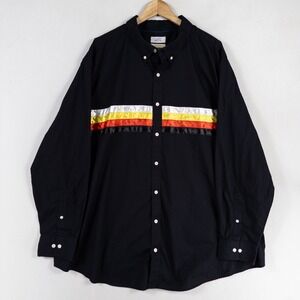 Croft & Barrow Shirt Mens 3XB Black Button Down Easy Care DIY Ribbon Embellished